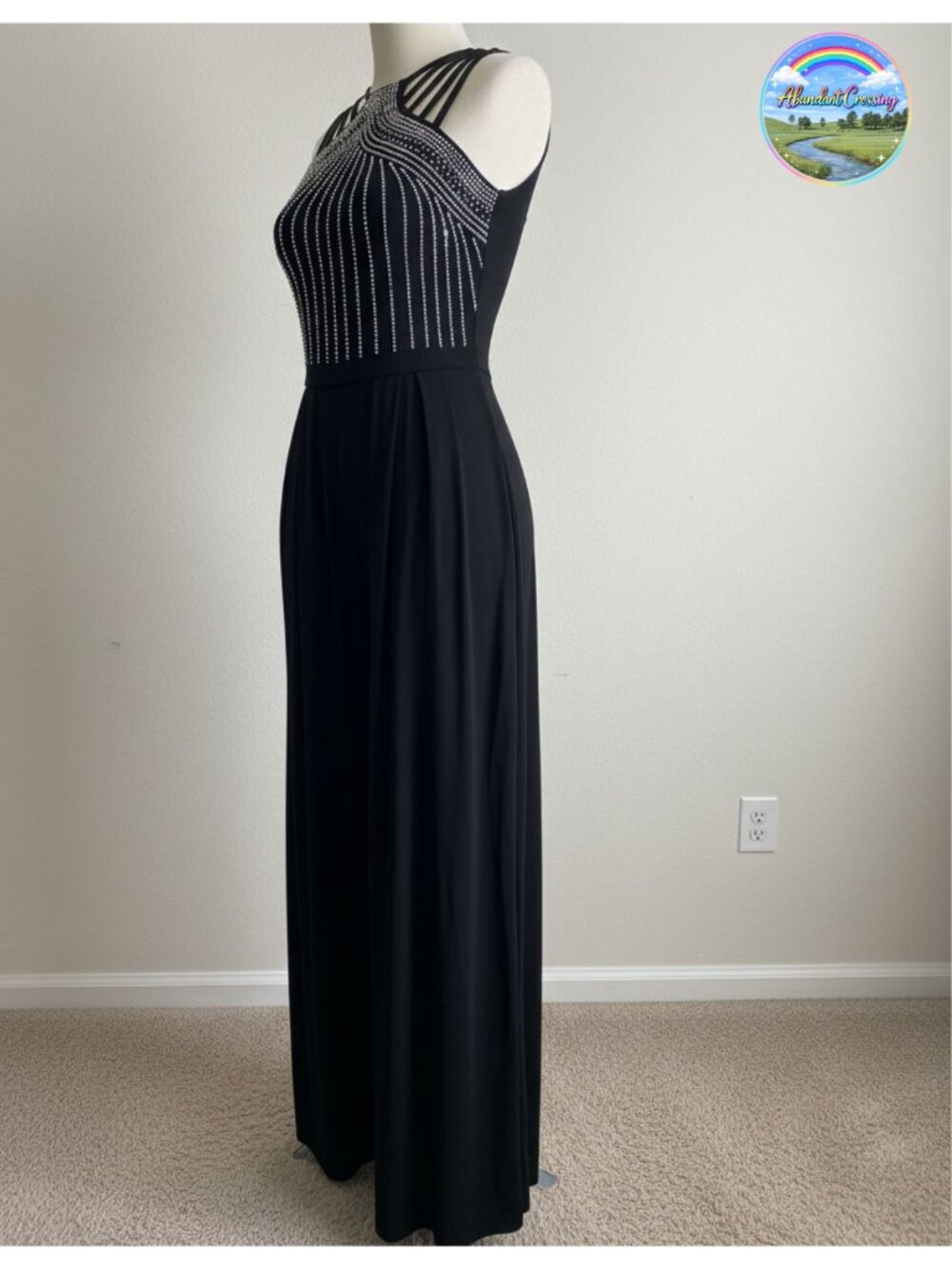 Rhinestone Cutout One Shoulder Wide Leg Jumpsuit Polyester Elastane